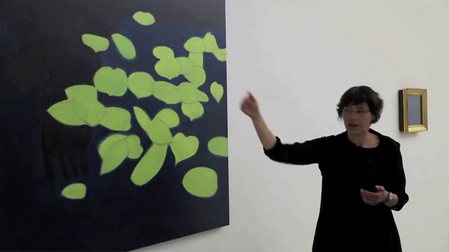 Mme Cristina Oliosi, lors d'une visite guidée au Musée cantonal des Beaux-Arts à Lausanne en avril 2013