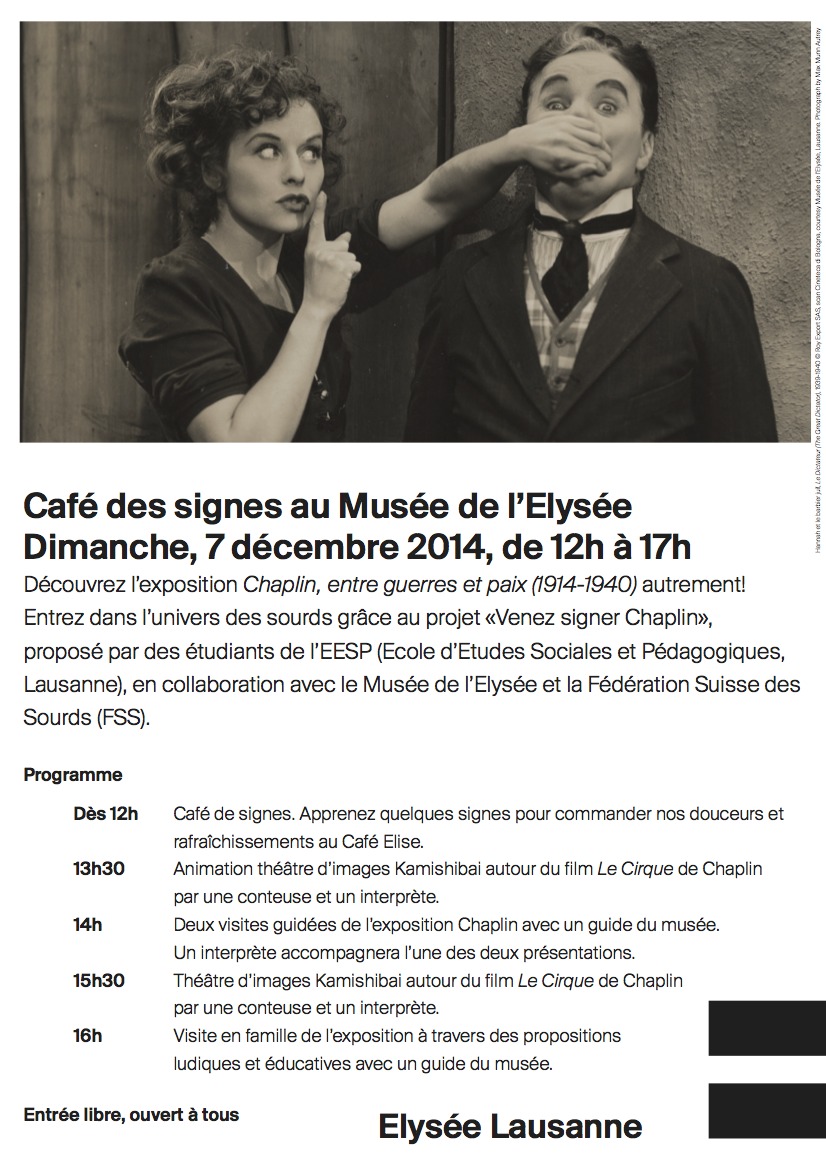Rencontre "Café des signes" au Musée de l'Elysée de Lausanne, le dimanche 7 décembre 2014